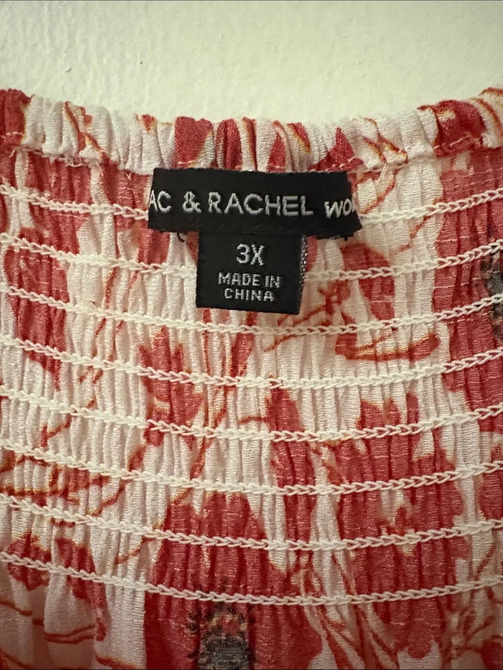 Zac & Rachel Red Floral Smocked Neck Peasant Tunic - Picture 3 of 3